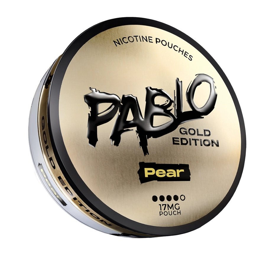 Pablo Gold Edition Pear can at 17 mg per pouch, a clear step above Killa