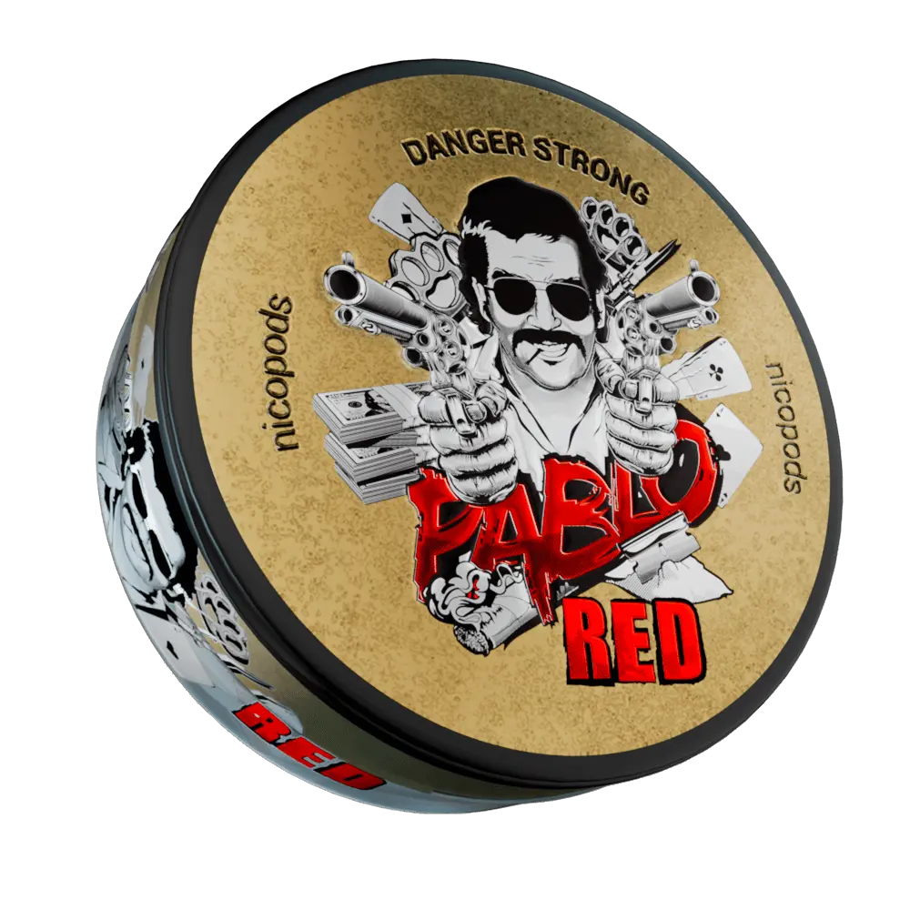 Pablo Red nicotine pouch can, Original line at 24 mg per pouch