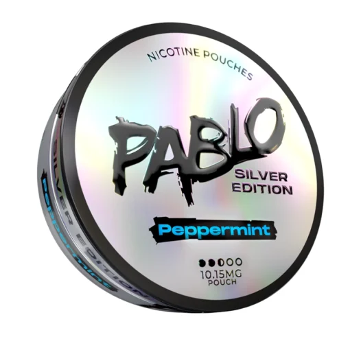 Pablo Silver Edition Peppermint can, about 10 mg per pouch